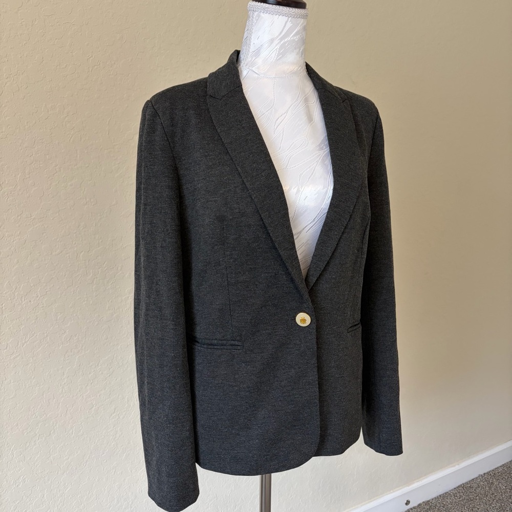 Philosophy Dark Coal‎ Stretch Blazer Soft Structured Shoulder Pads with Pockets